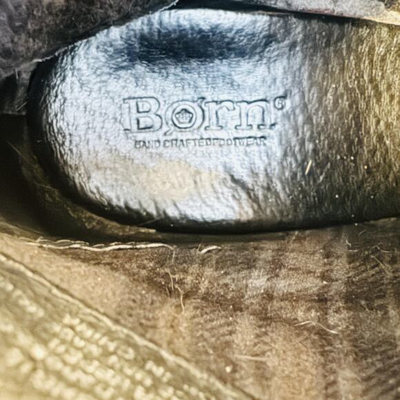 Born Boots Women 7.5 Black Leather Ankle Bootie Buckle Strap Side Zip Block Heel - Picture 10 of 12